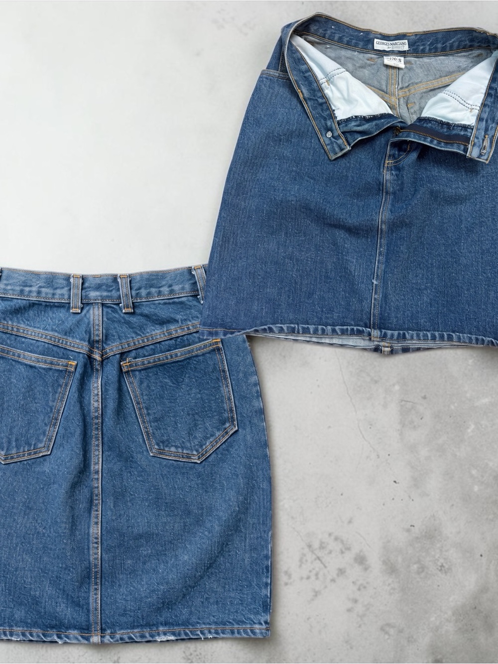 Vintage 80s 90s Guess by Georges Marciano Denim Mini Skirt 17" Mid Wash